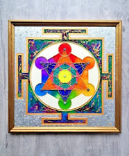 Metatrons Cube yantra Handpainted Sacred geometry Geometric original painting picture