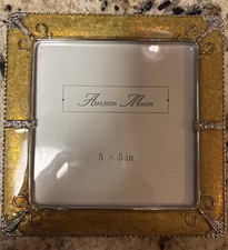 Vintage Ashleigh Manor Metal Enamel Yellow Gold Tone Filigree Picture Frame 5x5 picture