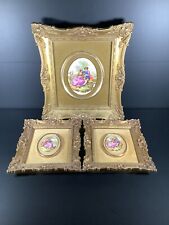Vintage Trio Of Signed Fragonard Limoges Courting Couple Wall Plaques Ornate  picture