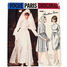 Vtg 1964 Vogue Paris Original 1346 Christian Dior Bridal Wedding Pattern Sz 14 picture