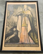 Large Rare Charles FOUQUERAY WORLD WAR I POSTER lithograph Cardinal Mercier  picture