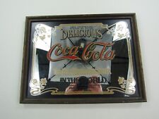VTG Delicious Coca Cola Mirror Plaque The Most Refreshing Drink Wood Frame Sign picture