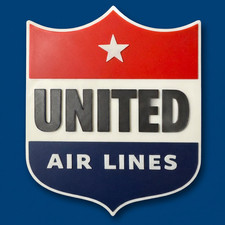 United Airlines Retro Wall Sign Vintage Aviation Badge Decor picture