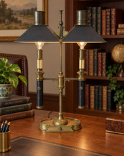 Chapman vintage Empire-style brass bouillotte/library table lamp Vintage 25in picture