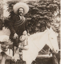 General Pancho Villa Mexican War Lord Horse Gun Bullets Portrait RPPC Postcard picture
