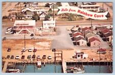 1950-60's REHOBOTH BEACH DELAWARE RAINBOW COVE MOTEL COTTAGES MARINA POSTCARD picture