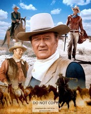BEAUTIFUL JOHN WAYNE MONTAGE SHOWCASING GREAT ROLES - 8X10 PHOTO (AA-297) picture