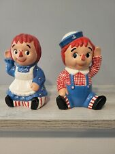 VINTAGE 1970s RAGGEDY ANNE & ANDY CERAMIC BANKS. GOOD CONDITION. 6.5 Inches Tall picture