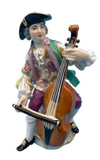 Beautiful Meissen Germany Cross Swords Victorian Man Playing the Base picture