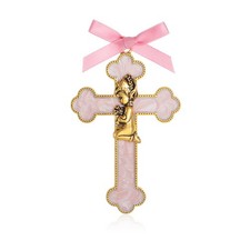 Baptism Gifts for Girls Pink Enamel Baby Wall Cross Christening Gifts Praying... picture