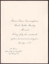 Harris Elmer Cunningham & Pearle Vashti Stanley Marriage - Brooklyn (1895) picture
