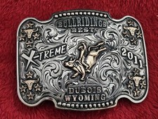 Bull Riding RODEO☆X~TREME☆2011☆CHAMPION TROPHY BUCKLE☆Dubois Wyoming☆Rare☆W55 picture