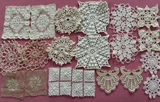 CROCHET DOILY MEDALLIONS 30 Lace Fragments 3”-5” Snippets Craft Sew Vintage Lot picture