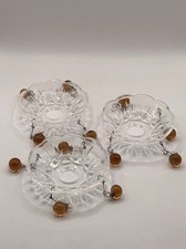 Vintage Glass Bobeche Scalloped Amber Dangle Candle Drip Chandelier Replacement picture