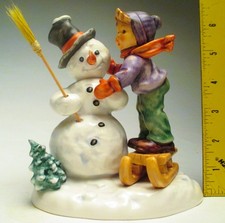 Hummel Figurine #1073 - Making New Friends - Issue - 2002 - Boy & Snowman picture
