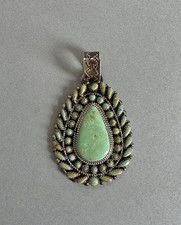 Vintage Navajo Sterling Silver And Turquoise Pendant Signed R.Charley picture