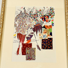 1978 Viyella UK Fashion Design Illustration – Original Textile Swatch Art - 1/3 picture
