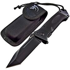 Large Black G10 Tanto Blade Ball Bearing Camping EDC Folding Pocket Knife Sheath picture