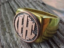 1902 IHC INTERNATIONAL HARVESTER GOLD CHROME RING #7 NOS HI- QUALITY CLASS picture