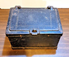 Antique Heavy Steel Iron Banker Railroad Stagecoach Strong Box Safe Rare picture