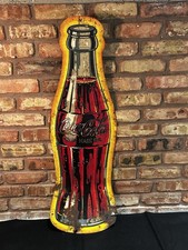 Original Vintage Antique Coca Cola Bottle Tin Sign Soda Advertising picture