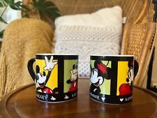 Vintage Disney Mickey Glass Mugs Set Of 4 Comic Strip Rare Japan picture