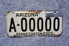 1954 & 1955 Arizona SAMPLE License Plate + TAB picture