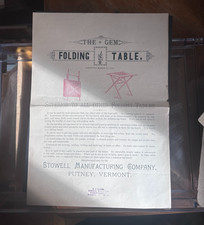 Antique 1885 Gem Folding Table Advertising Broadside Putney Vermont VT picture