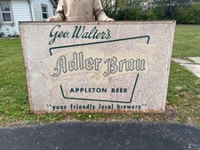 Vintage Geo. Walter's Brewing Adler Brau Beer Large Advertising Sign Appleton WI picture