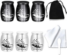 Small Keepsake Urns for Human Ashes - Set of 6 - 1.57x1.18in, Black/Silver picture