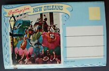 Greetings from New Orleans Fold Out Vtg Postcards Mardi Gras Huey Long Bridge picture