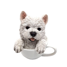 Realistic White Westie Dog in Teacup Figure 6