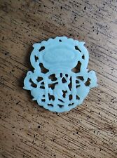 Chinese Antique White Jade Bird Flowers Pendant Retro Jewelry Craft Collection picture