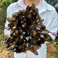 7.2LB  Natural Smoky Citrine Crystal Cluster Raw Dark Yellow Mineral Specimen Re picture