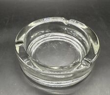Vintage clear heavy glass round ashtray 6” 3 Slots picture