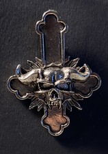 RARE Original Vintage Danzig Skull / Lucifuge Cross Metal Pin Misfits Samhain picture
