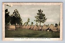 Hattiesburg MS-Mississippi, Tent City at Camp Shelby, Vintage c1940 Postcard picture