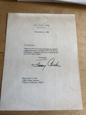 President Jimmy Carter Signed White House Letter Full Signature  picture