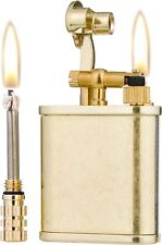 2 in 1 Lighetr Permanent Match Antique Style Lift Arm Kerosene Lighter Bronze picture