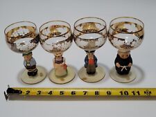 Vtg Goebel Hummel Crystal Wine Glasses Figurine, 14K Gold Trim Set of 4 TMK4 picture