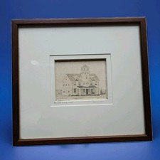 Early Light House Mohegan Bluff Block Island Rhode Island Signed Framed Sketch picture