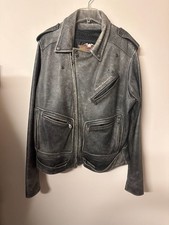 Harley Davidson XL Tall Distressed Leather Motorcycle Jacket Eagle Legendary picture