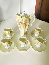 Beautiful Antique RS Germany Rose Porcelain Chocolate Set Pot 11 Piece Set picture