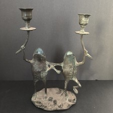 Vintage SPI Bronze Dancing Frogs Candlestick Holder Vase Heavy picture