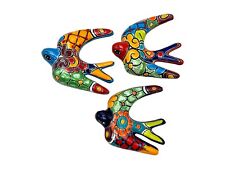Talavera Swallow Bird (3) Wall Art Mexican Pottery Folk Art Multicolor Handmade picture
