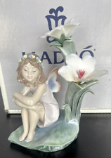 lladro figurine Lakeside Daydream 6644 Fairy butterfly wings retired n Box AS IS picture