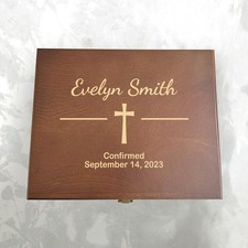 Baptism keepsake box with name, Catholic baptism gift, First sacrament keepsake picture