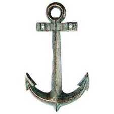 Green & Gold Cast Iron Anchor Wall Hanging Decor Nautical  picture