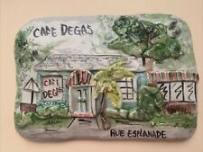 NEW ORLEANS CLAY CREATIONS HAND PAINTED WALL PLAQUE-CAFE DEGAS RUE ESPLANADE picture