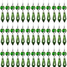40Pcs Green Chandelier Lamp Clear Crystal Icicle Prisms Bead Hanging Pendants picture